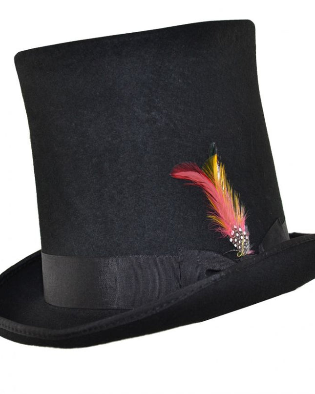 Stovepipe Wool Top Hat 8" Tall Abraham Lincoln Hat - Black