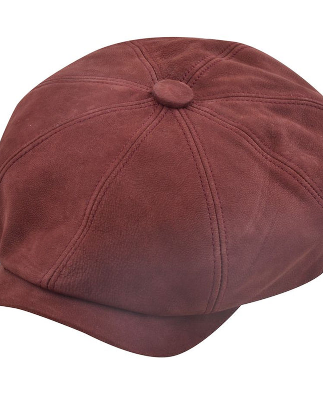 Newsboy Cap 100% Sheepskin Leather 8 Panel Baker Boy Hat