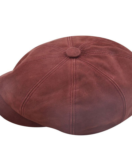 Newsboy Cap 100% Sheepskin Leather 8 Panel Baker Boy Hat