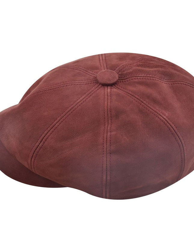 Newsboy Cap 100% Sheepskin Leather 8 Panel Baker Boy Hat