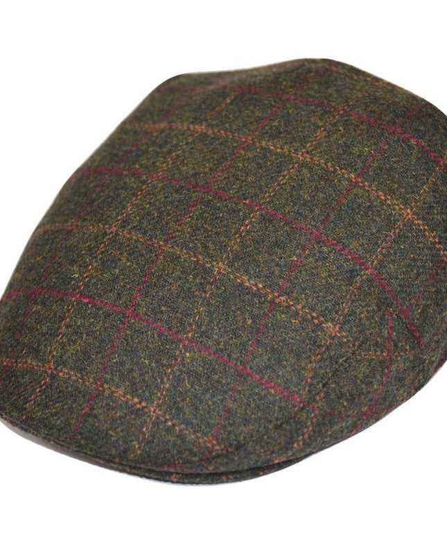 Men Wool Tweed Over Check Flat Caps