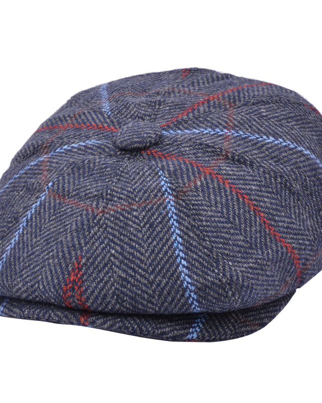 Over Check Twill Herringbone Newsboy Cap