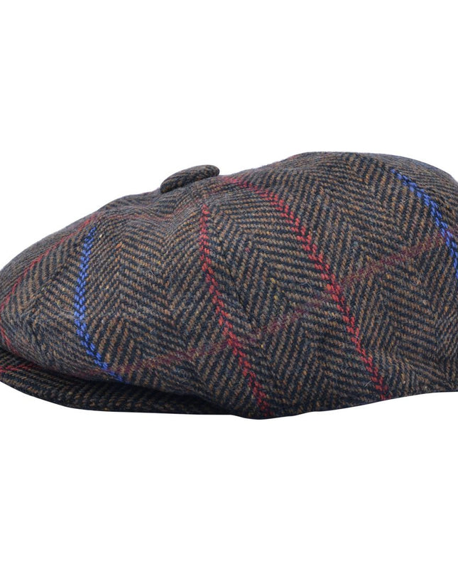Over Check Twill Herringbone Newsboy Cap
