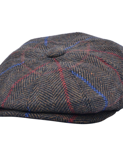 Over Check Twill Herringbone Newsboy Cap