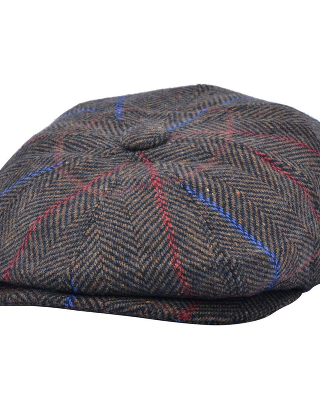 Over Check Twill Herringbone Newsboy Cap