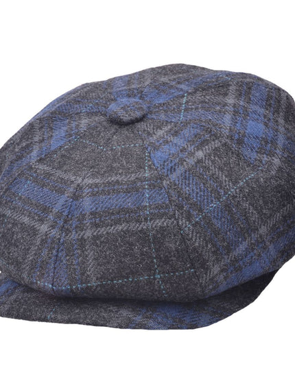 Men Scottish Tartan Newsboy Cap Wool Blend 8 Panel