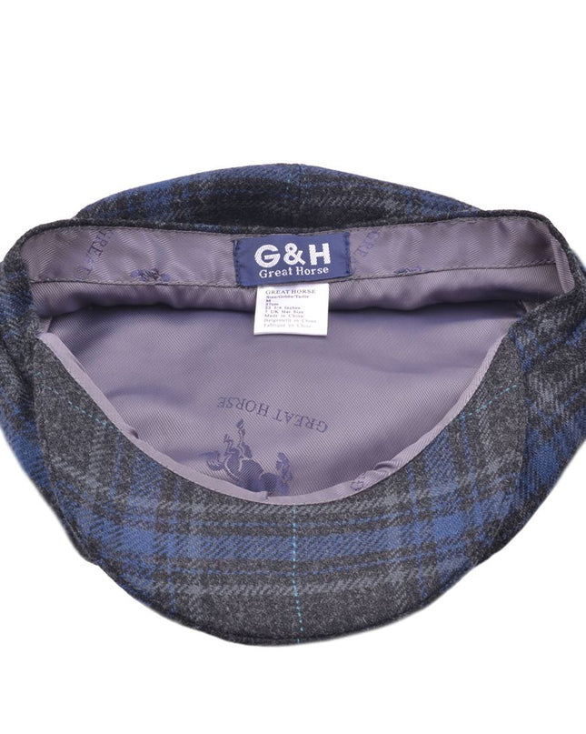 Men Scottish Tartan Newsboy Cap Wool Blend 8 Panel