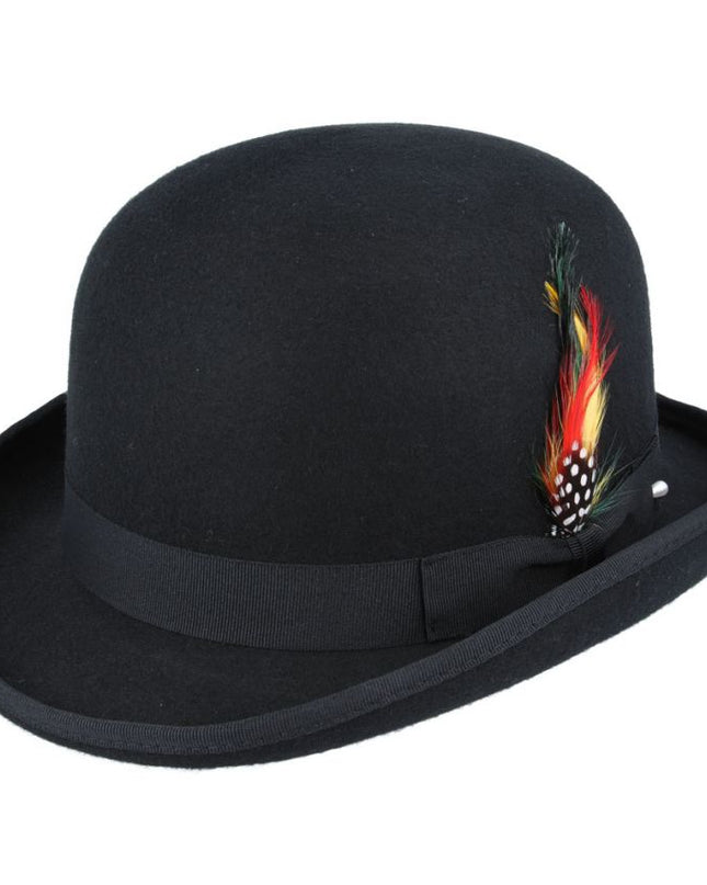 Bowler Hat Classic Hard Felt 100% Wool Bowler Hat With Satin Lined