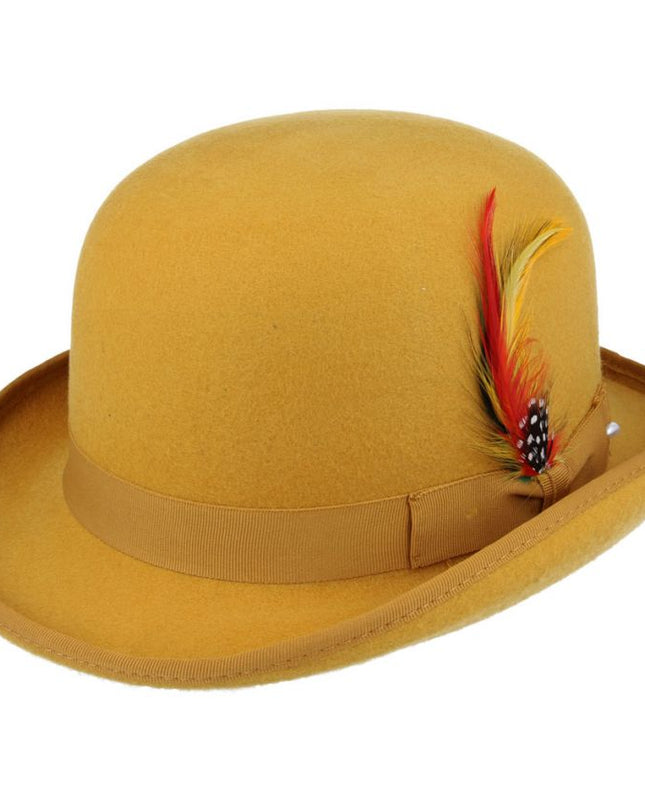 Derby Bowler Hat 100% Wool Felt With Satin Lined