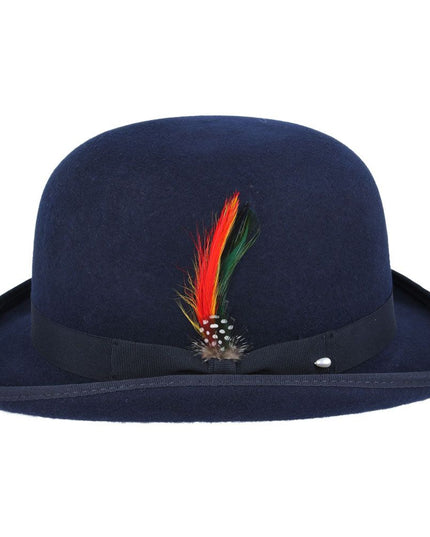 Derby Bowler Hat 100% Wool Felt With Satin Lined - Navy