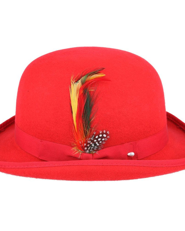 Derby Bowler Hat 100% Wool Felt With Satin Lined