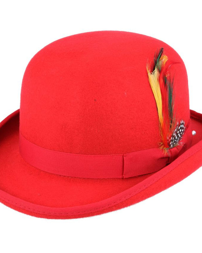 Derby Bowler Hat 100% Wool Felt With Satin Lined