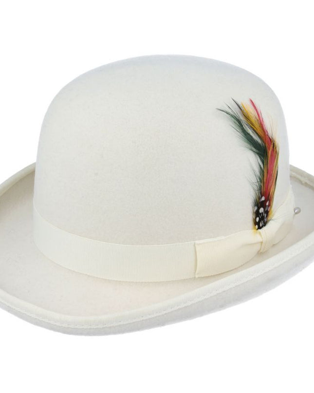 Derby Bowler Hat 100% Wool Felt With Satin Lined