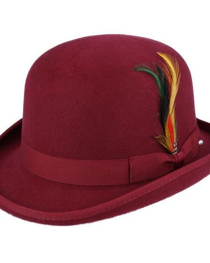 Bowler Hat Classic Hard Felt 100% Wool Bowler Hat With Satin Lined