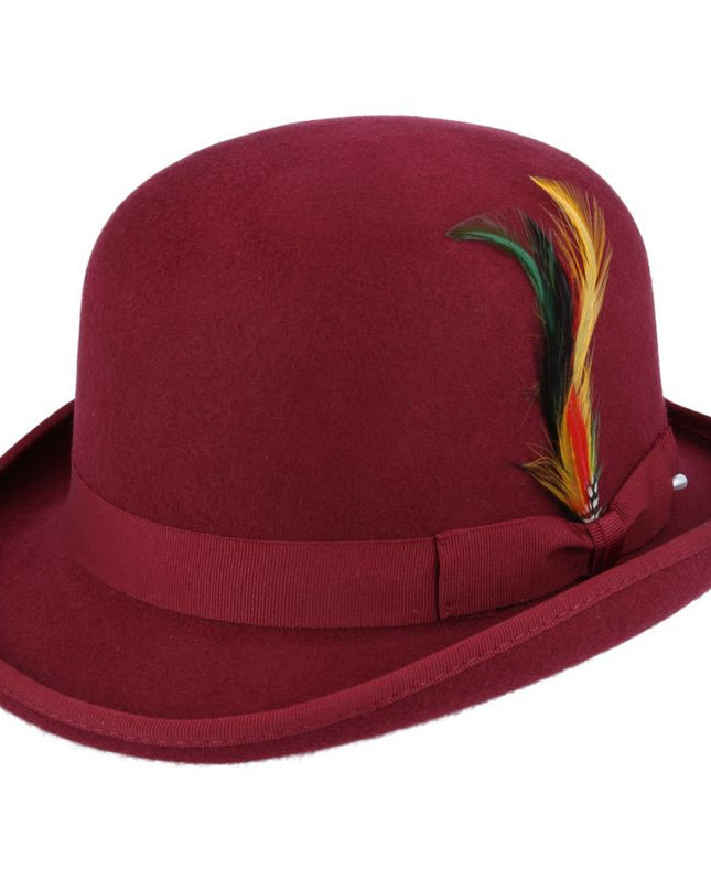 Derby Bowler Hat 100% Wool Felt With Satin Lined