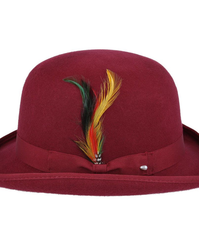 Derby Bowler Hat 100% Wool Felt With Satin Lined