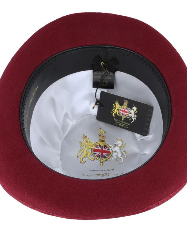 Bowler Hat Classic Hard Felt 100% Wool Bowler Hat With Satin Lined