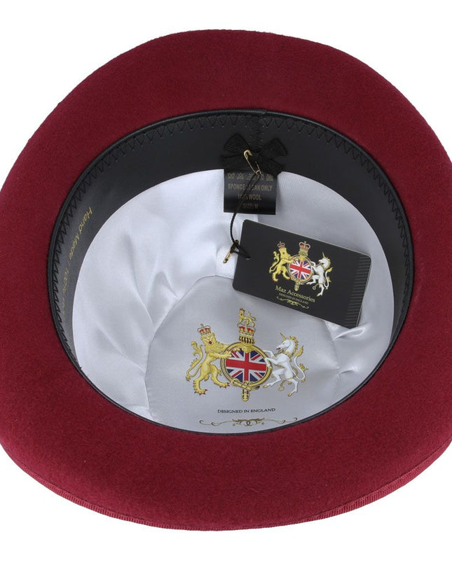 Derby Bowler Hat 100% Wool Felt With Satin Lined