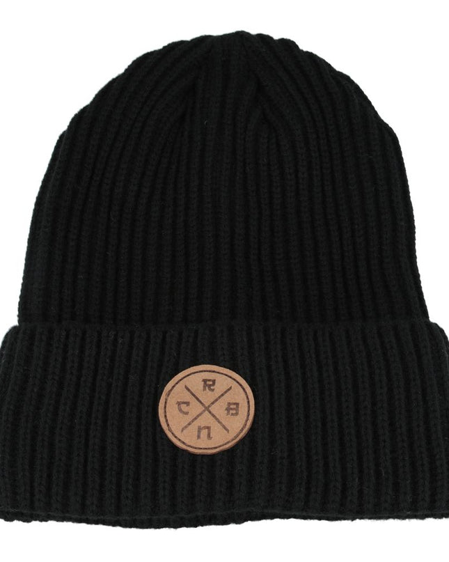 Winter Beanie Hat Carbon Patch Knitted Woolly Hat