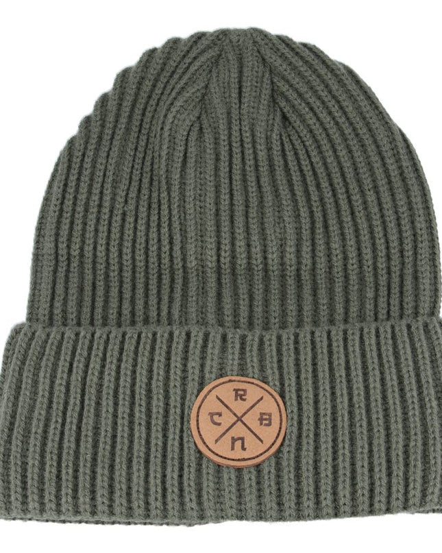Winter Beanie Hat Carbon Patch Knitted Woolly Hat