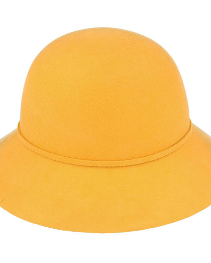 Women Classic Wool Cloche Hat With Floral Strap