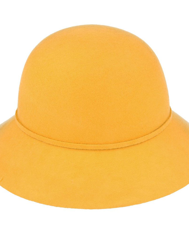 Women Classic Wool Cloche Hat With Floral Strap
