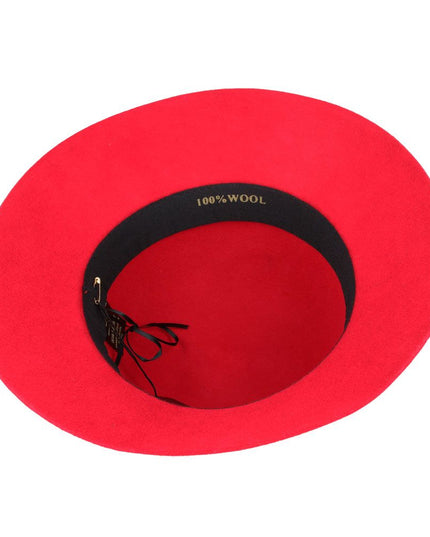 Women Classic Wool Cloche Hat With Floral Strap