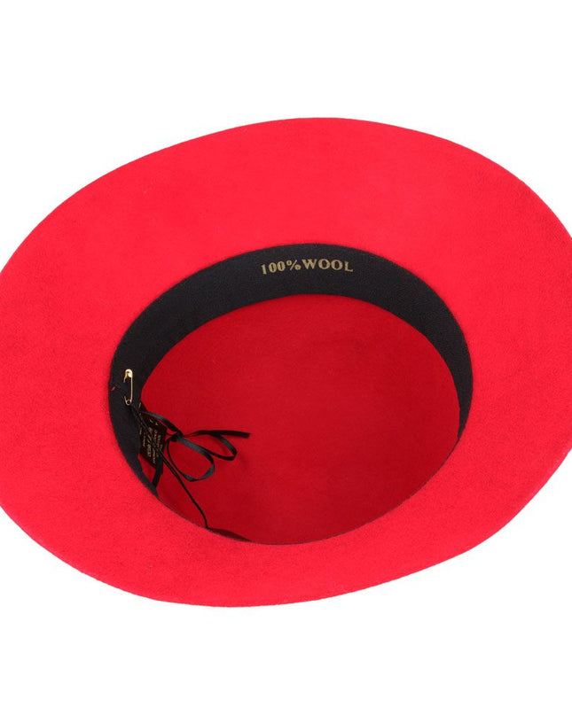 Women Classic Wool Cloche Hat With Floral Strap