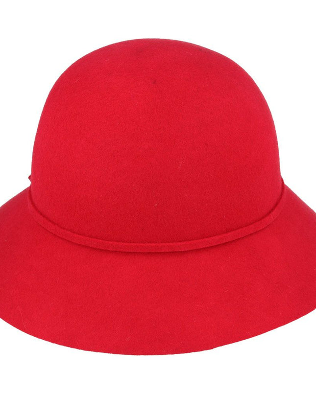 Women Classic Wool Cloche Hat With Floral Strap