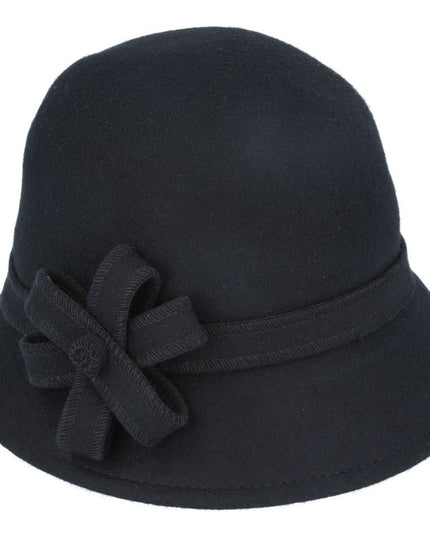 Women Cloche Hat Crushable Wool Felt With Floral Band