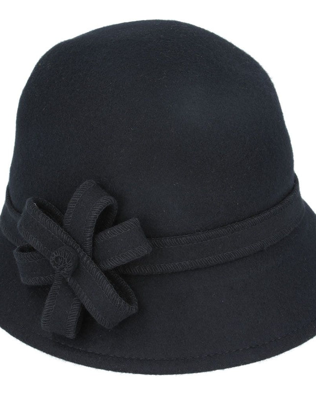 Women Cloche Hat Crushable Wool Felt With Floral Band