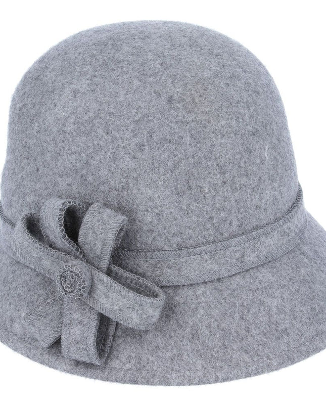 Women Cloche Hat Crushable Wool Felt With Floral Band