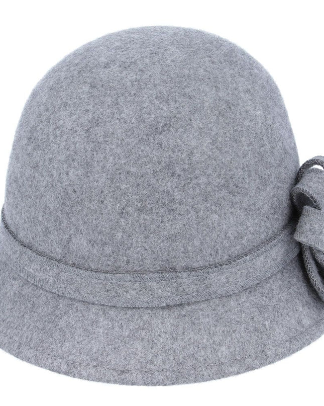 Women Cloche Hat Crushable Wool Felt With Floral Band