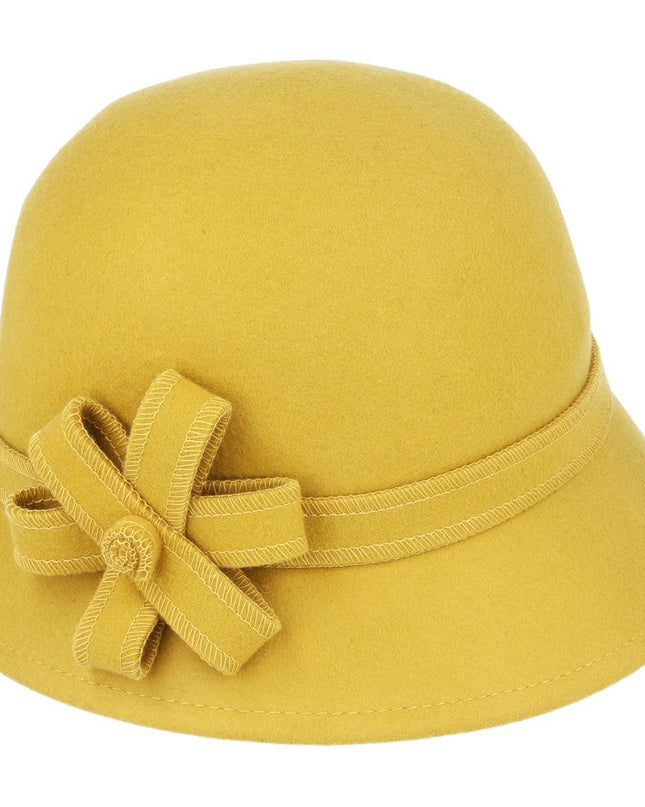 Women Cloche Hat Crushable Wool Felt With Floral Band