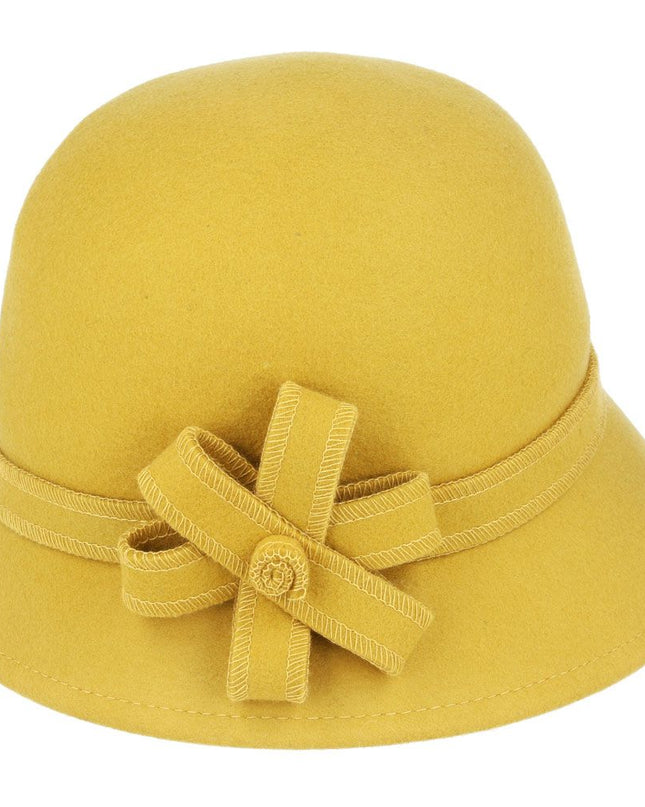 Women Cloche Hat Crushable Wool Felt With Floral Band