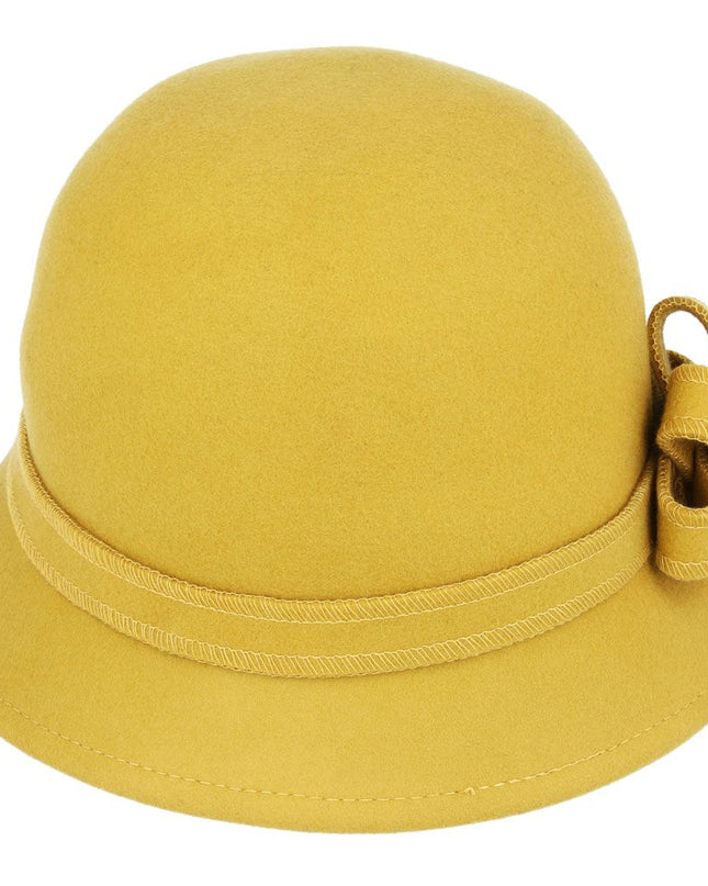 Women Cloche Hat Crushable Wool Felt With Floral Band