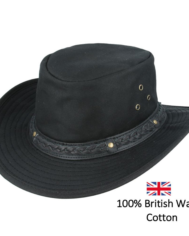 Western Bush Style Outback Waxed Cotton Cowboy Hat