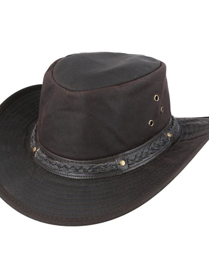 Western Bush Style Outback Waxed Cotton Cowboy Hat