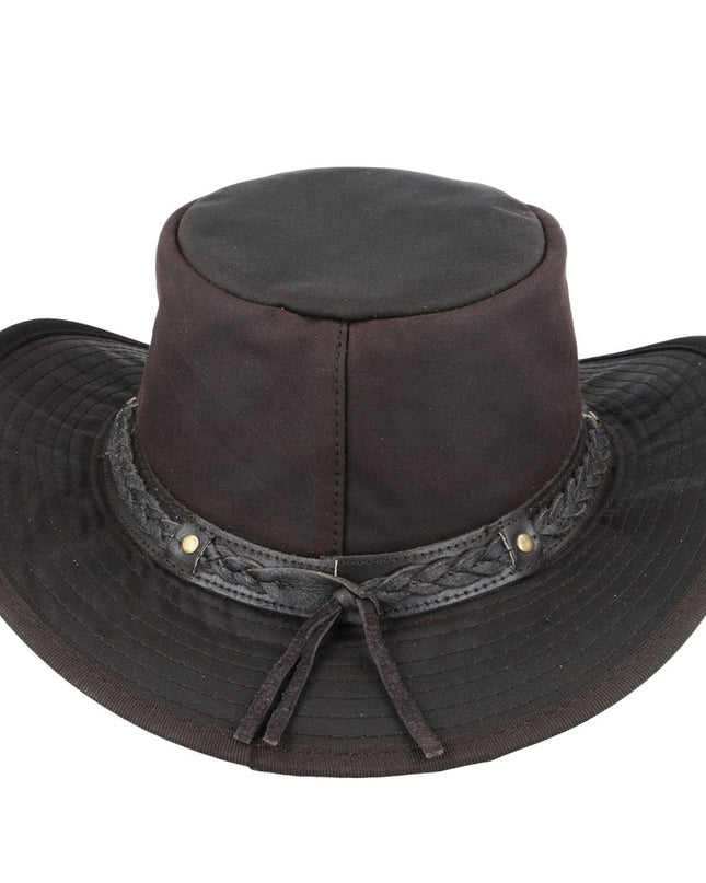 Western Bush Style Outback Waxed Cotton Cowboy Hat