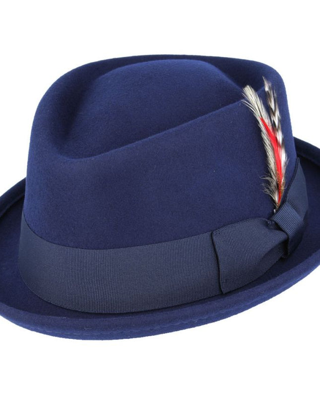 Diamond Crown Wool Pork Pie Hat