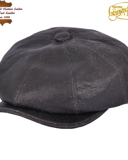Distressed Sheep skin Leather Newsboy Cap Vintage Baker Boy Hat