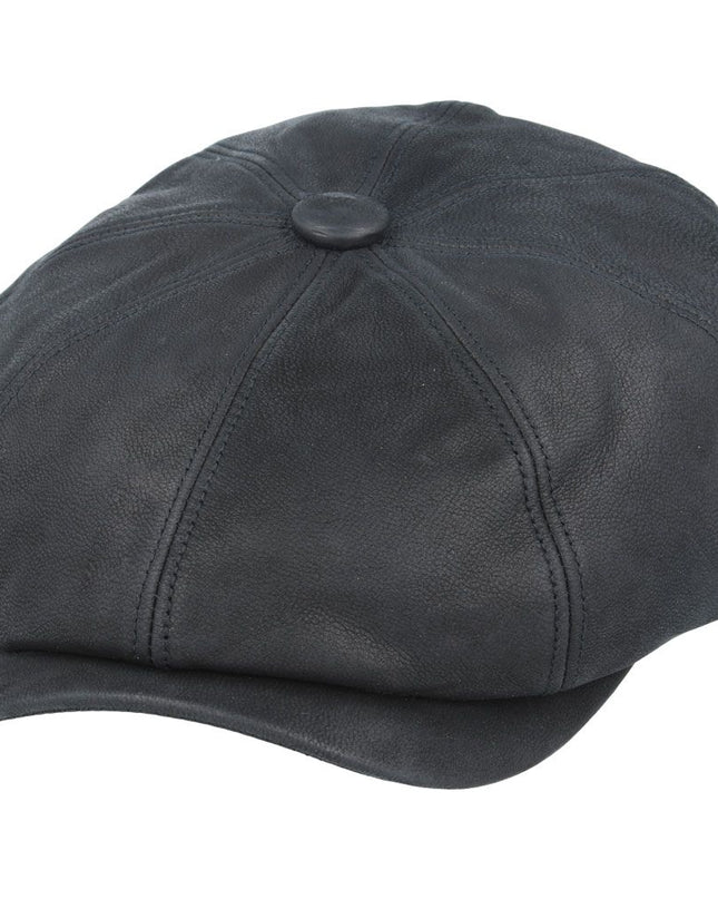 Newsboy Cap 100% Sheepskin Leather 8 Panel Baker Boy Hat