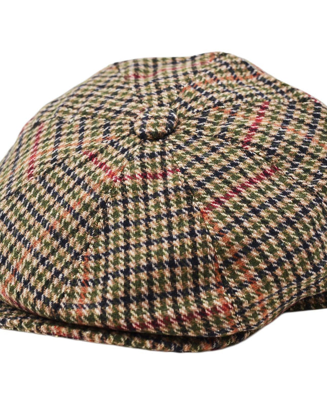 Check Tweed Newsboy Cap 8 Panel Gatsby Hat