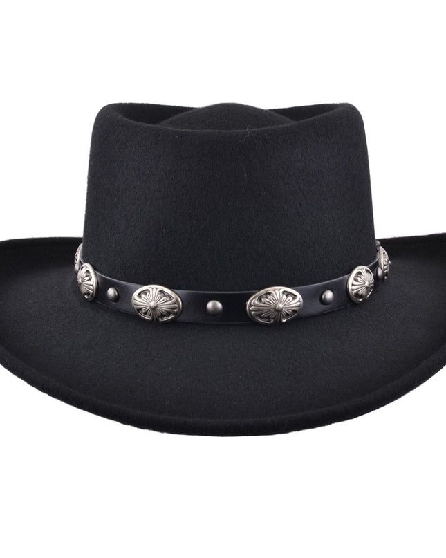 Gambler Style Cowboy Hat 100% Wool Felt Crushable Buckle Band