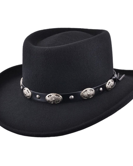 Gambler Style Cowboy Hat 100% Wool Felt Crushable Buckle Band