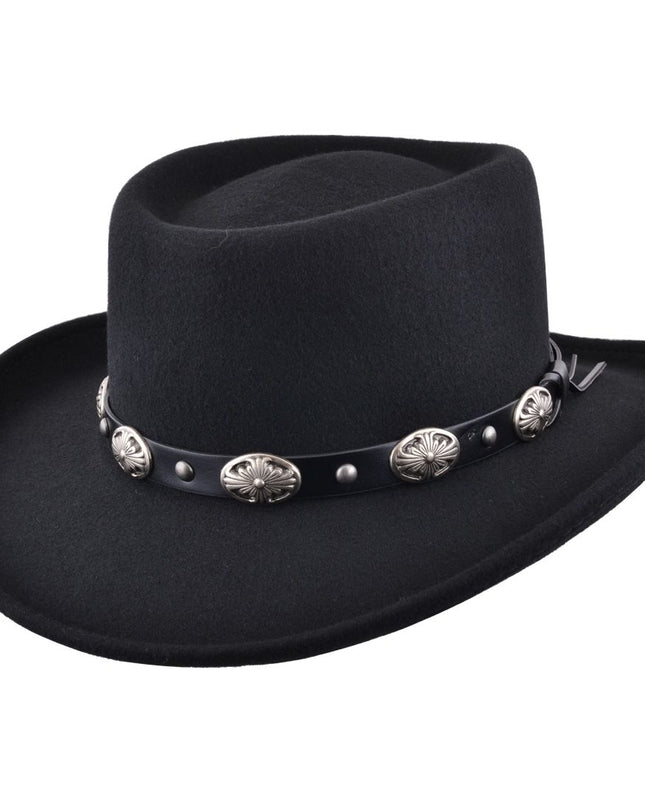 Gambler Style Cowboy Hat 100% Wool Felt Crushable Buckle Band
