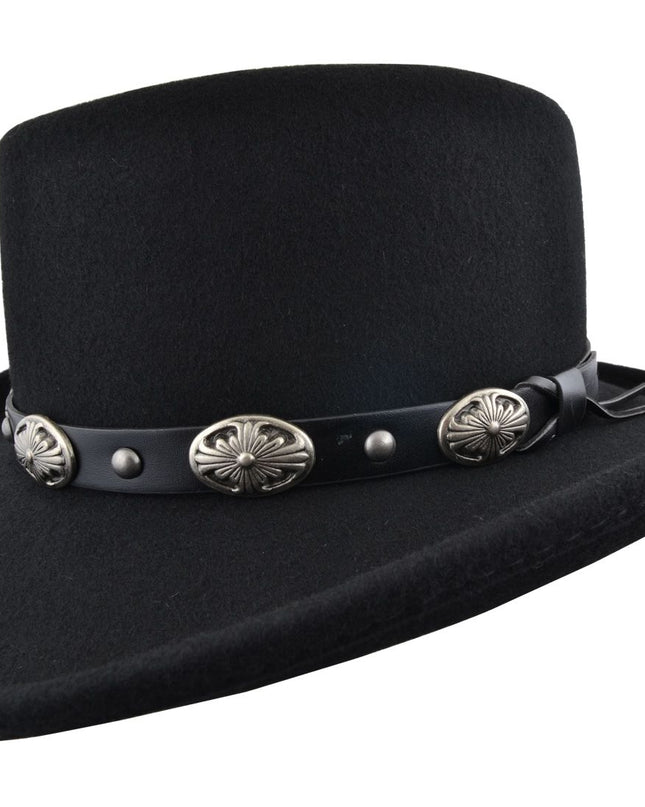 Gambler Style Cowboy Hat 100% Wool Felt Crushable Buckle Band