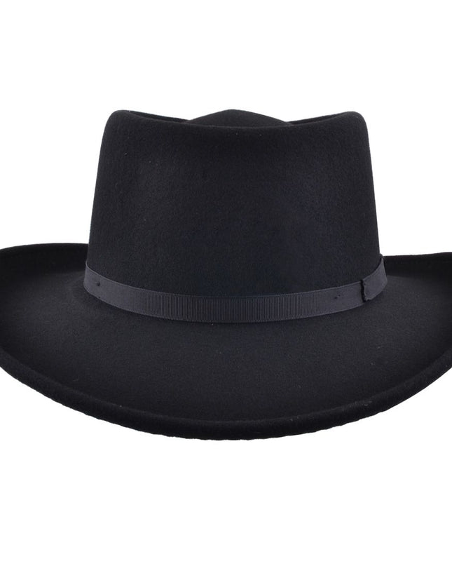 Gambler Cowboy Hat 100% Wool Felt With Thin Ribbon Band
