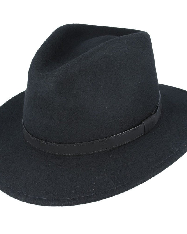 Fedora Hat Crushable Wool Felt With Leather Band