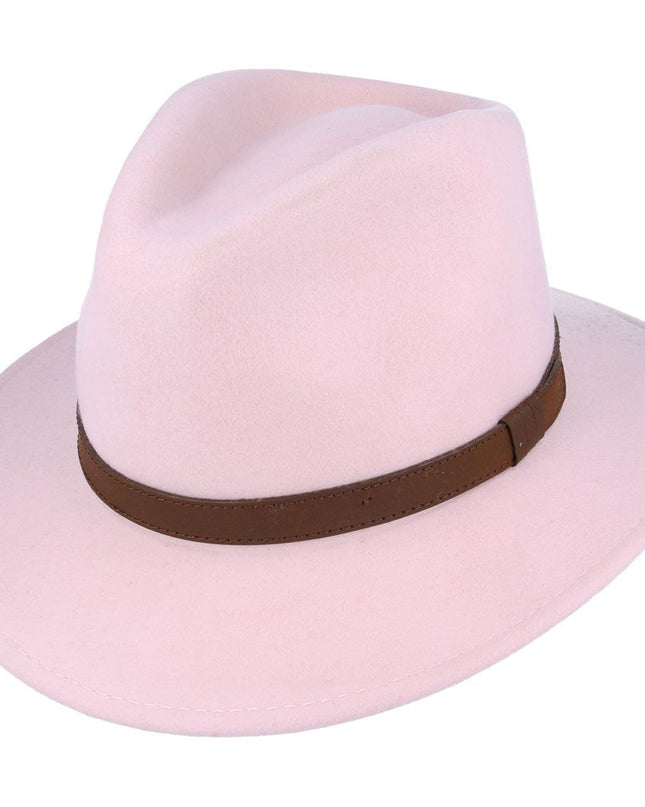 Fedora Hat Crushable Wool Felt With Leather Band